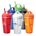 16 oz. Acrylic Double Wall Tumbler w/ Carry Handle & Straw